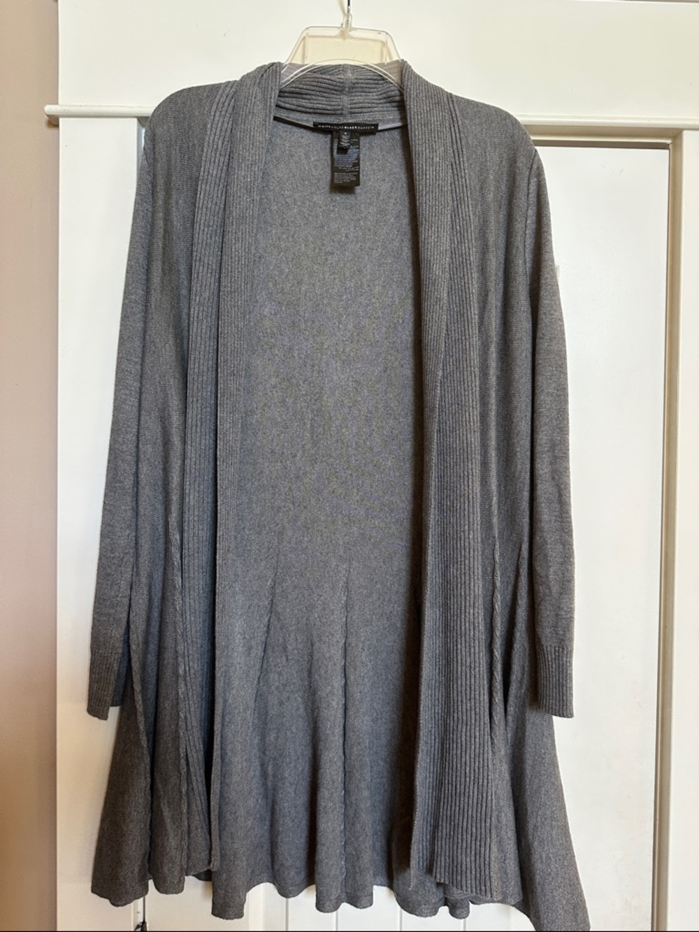 White House Black Market Gray Open-Front Draped Cardigan